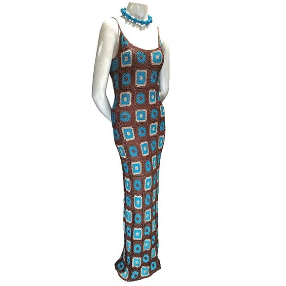 Sue Wong Dresses & Skirts - Rare Vintage 1990s Sue Wong Boho Crochet Dress, Size S